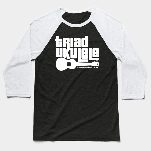 Triad Ukulele Logo White Baseball T-Shirt by Sara Howard